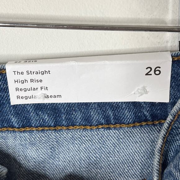 Loft Women's The Straight Jeans 26/2 High Rise 2 Tone Med Wash Denim Relaxed Mom - Picture 8 of 12